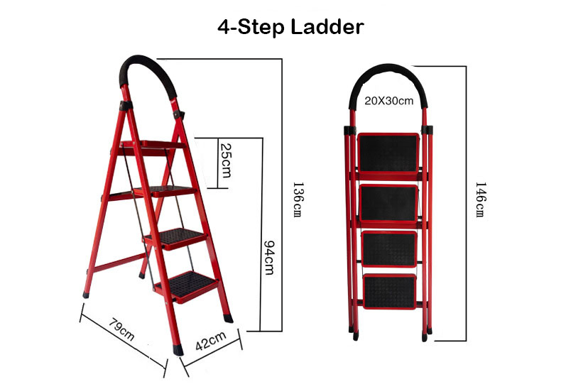 Heavy Load Steel Step Ladder with Integrated Material Tray for Carrying up and Down