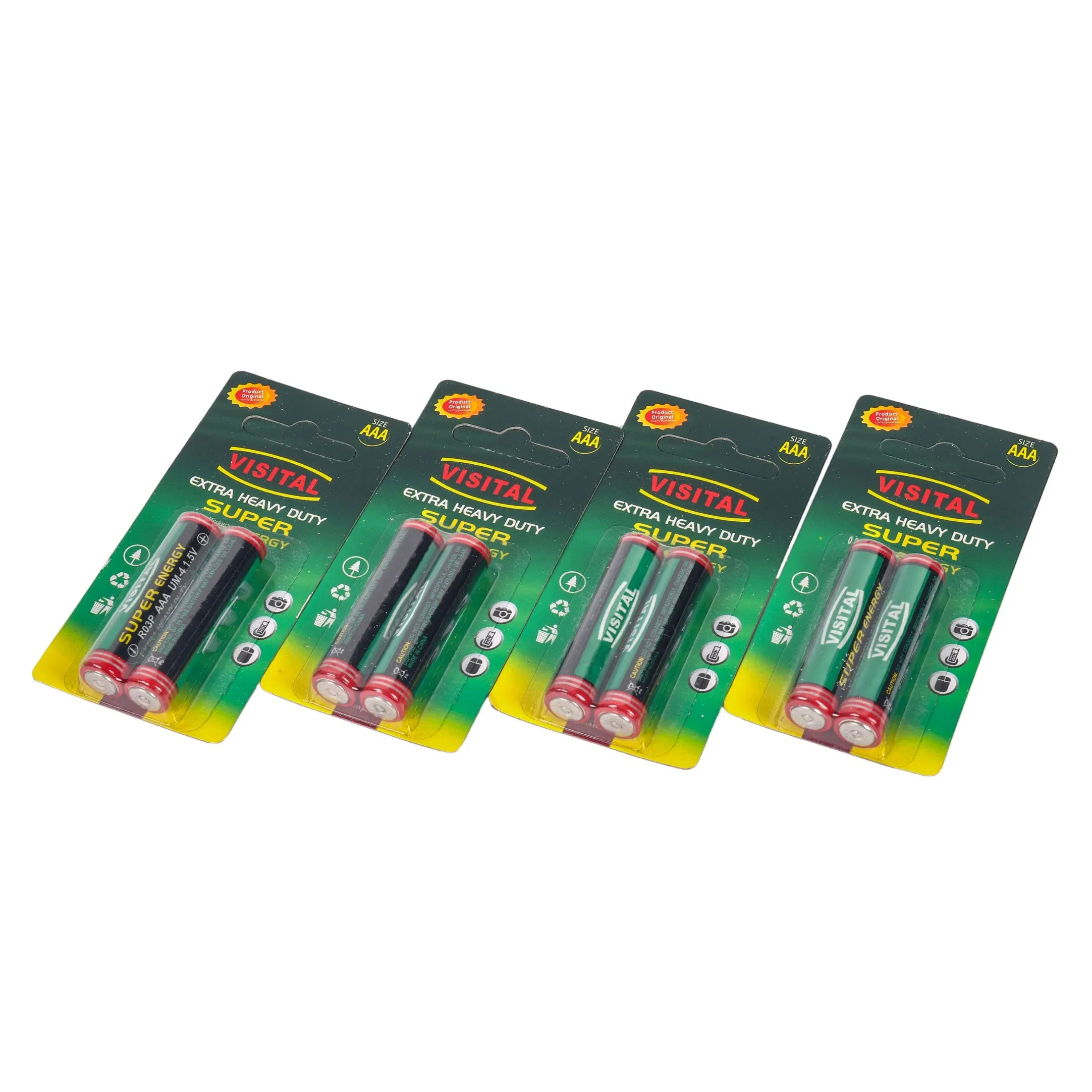 Hot Selling R03 AAA 1.5V Zinc Carbon Battery 2PCS Blister Crad Pack OEM Service