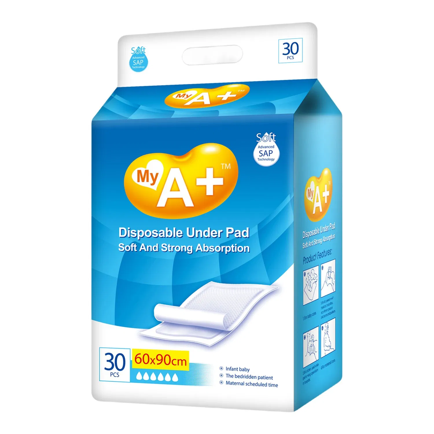 Wholesale Disposable Hospital Underpad 60*60cm, 60*90cm Customized Size Absorbent Adult Pad Underpad