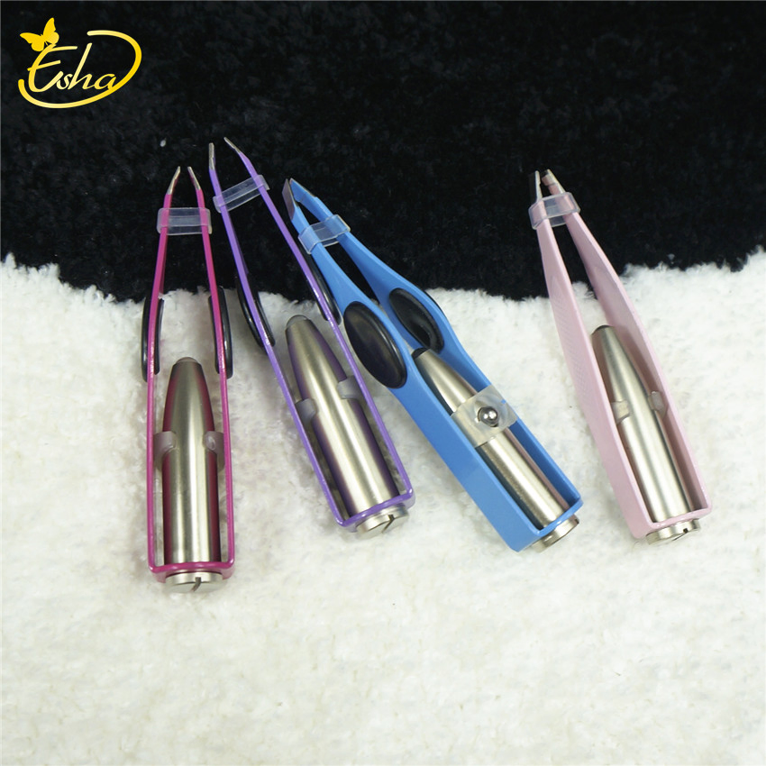 Light Facial Hair Removal Eyebrow Makeup Tool Stainless Steel LED Tweezers