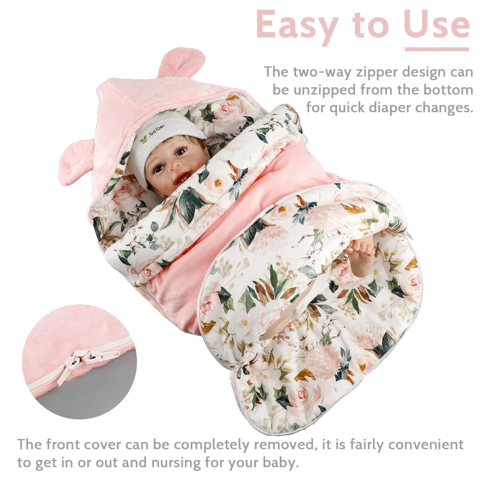 Durable Infant Car Seat Cover Designed with 3 Harness Slots Bunting Bag