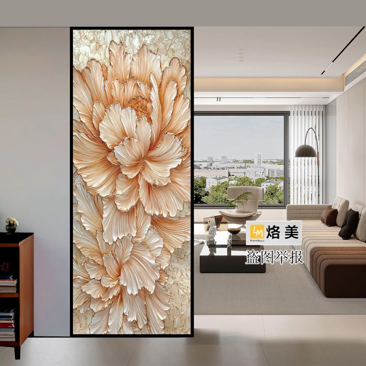 Luxury-Modern Tempered Glass Art Partition for Dividing The Living Room and The Entrance Foyer.
