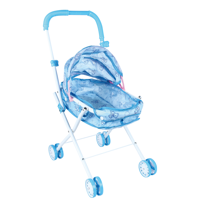 Lovely Sun Shading Girl Baby Iron Pretend Play Toy Doll Stroller