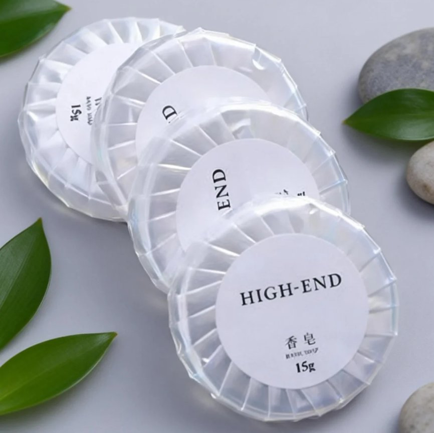 15g Round Hotel Guest Soap in Pearlescent Film with Custom Label