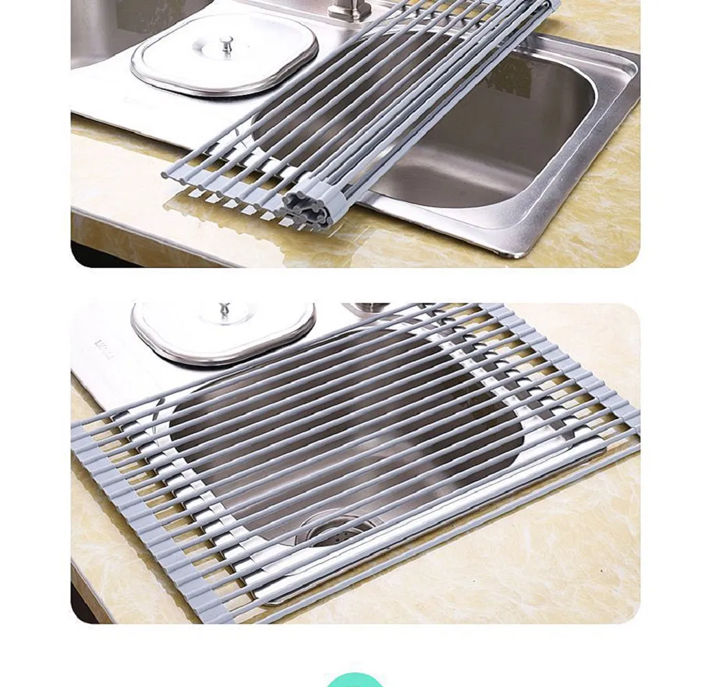 Multipurpose Roll up Dish Drying Rack Heavy Duty Silicone-Coated Stainless Steel Roll up Rack, Rolls out Over Any Sink Drying Rack Kitchen Dish Esg17240