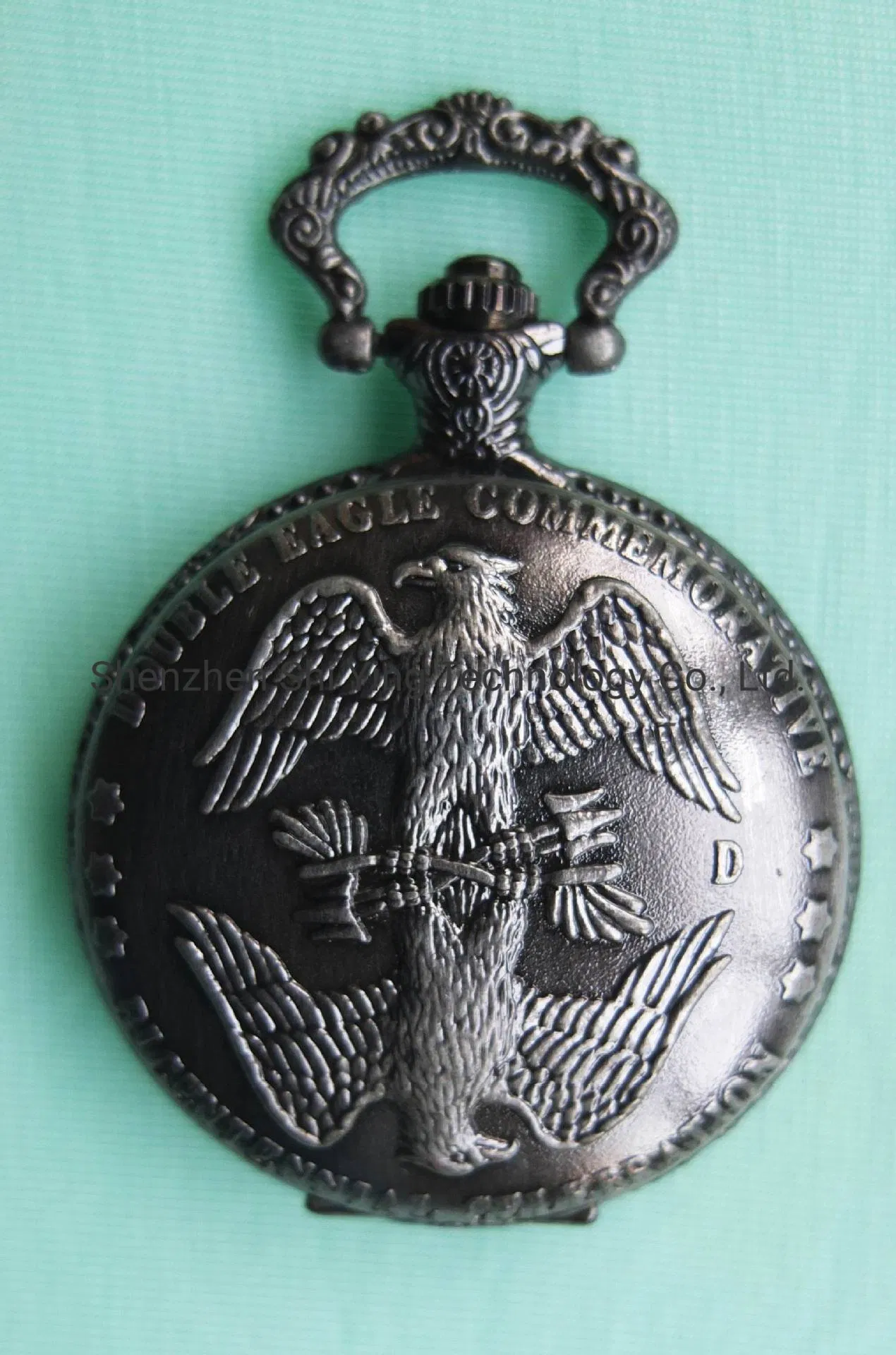 Custom Logo 50mm Analog Quartz Yellow Gold Pocket Watch with Chain