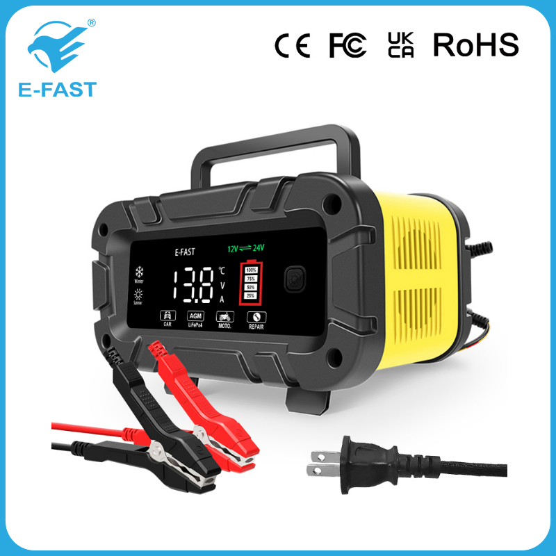 Car Battery Charger 12V/24V 20A Touch Screen Automatic Pulse Repair Charger for Motorcycle Lead Acid AGM Gel Lithium Batteries