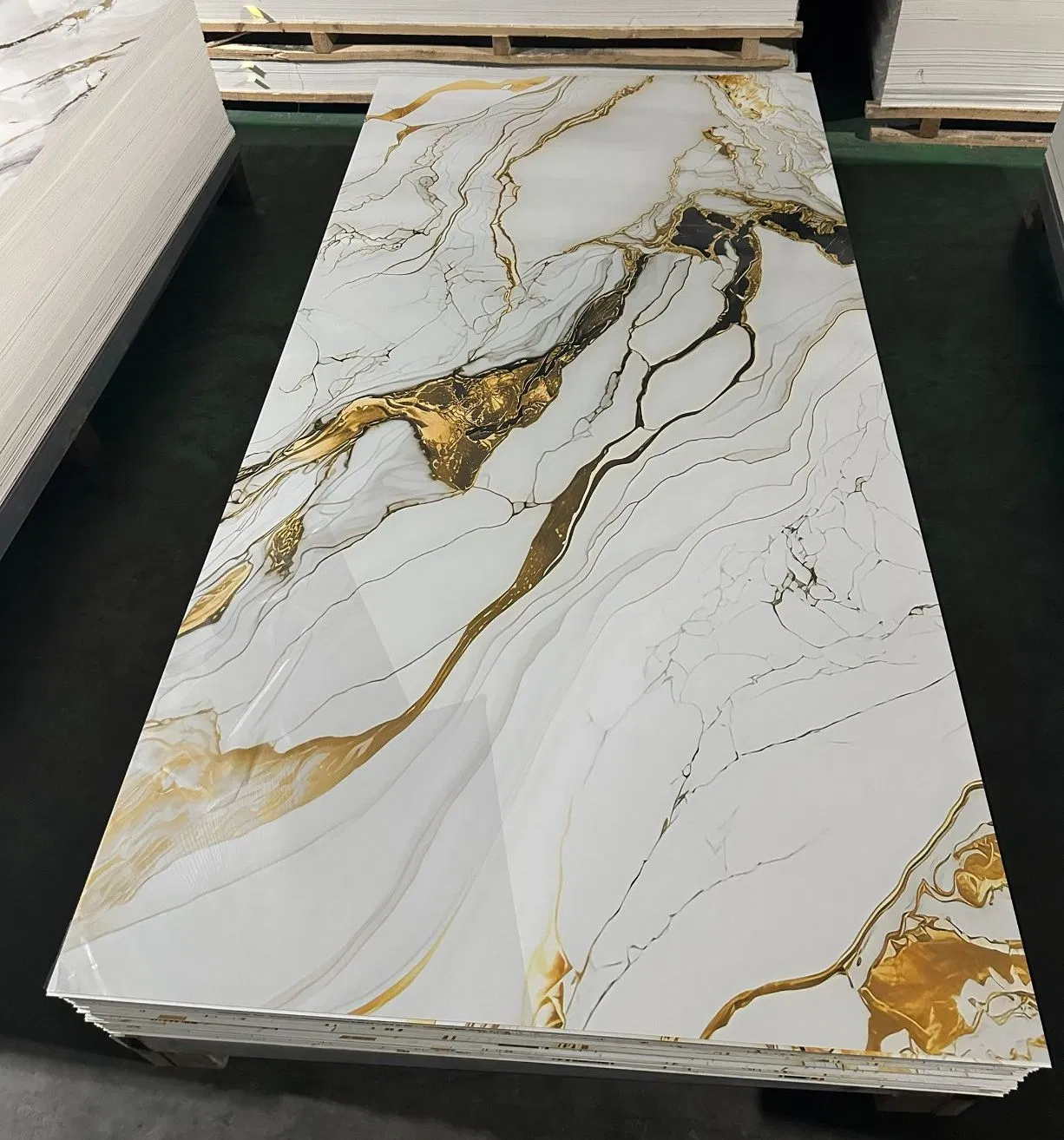 Interior Decoration 4*8FT High Quality Waterproof Flexible UV Coating PVC Marble Sheet