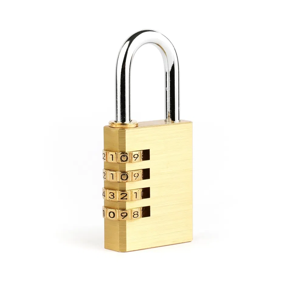 Polished Brass Password 4-Digit Luggage Combination Padlock for Drawer