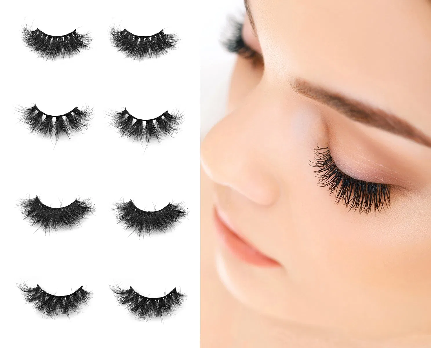Fluffy False Eyelashes Natural Faux Mink Strip 3D Lashes, 3D Mink Eyelashes for Makeup