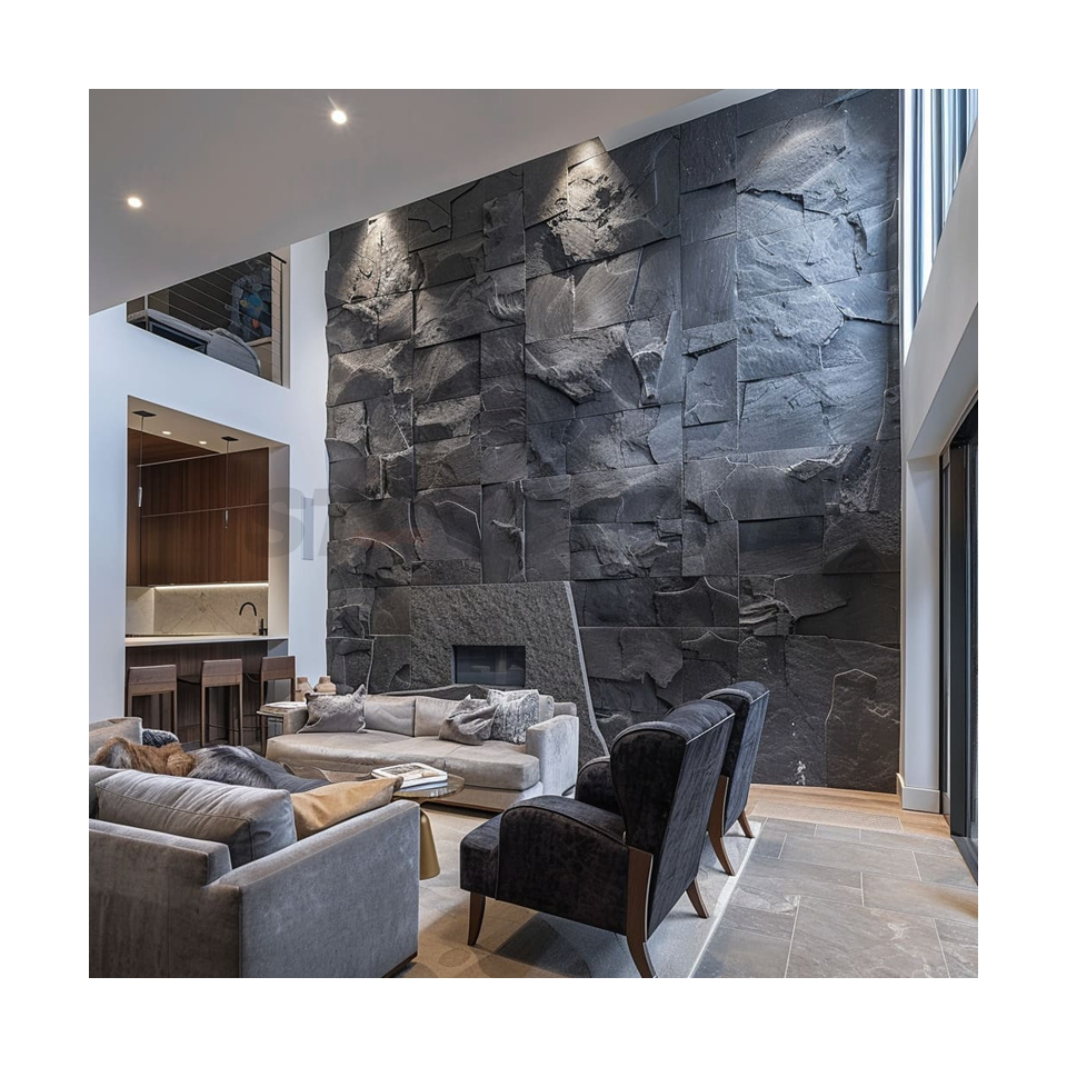 Starstone Luxury Style Home House Decoration Customize Size Design Natural Stoneblack Slate Wall Cladding