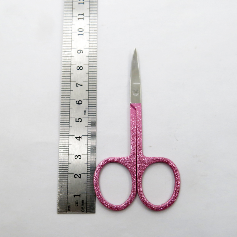 Colorful Coated with Glitter Stainless Steel Beauty Scissors Eyebrow Facial Eyebrow Eyelash Hair Beauty Makeup Scissors
