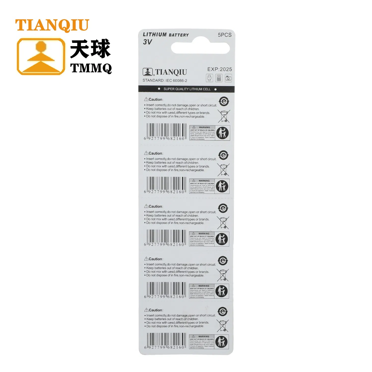 Tianqiu Cr2032 Lithium 3V Button Cell Dry Battery Cr2025 Cr2016 Cr1620 Cr1632
