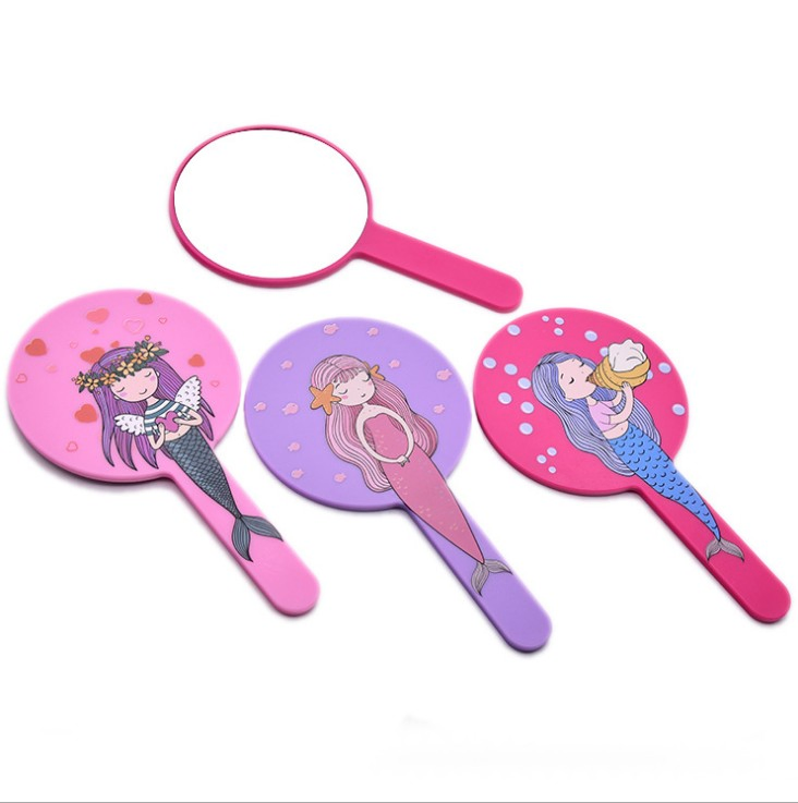 Custom Logo Handheld Mirror Round Shape Pocket Makeup Hand Mirror