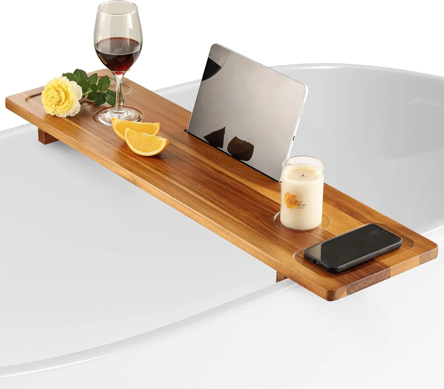 Acacia Wood Bamboo Modern Minimalist Bathroom, Bedroom Bathtub Rack