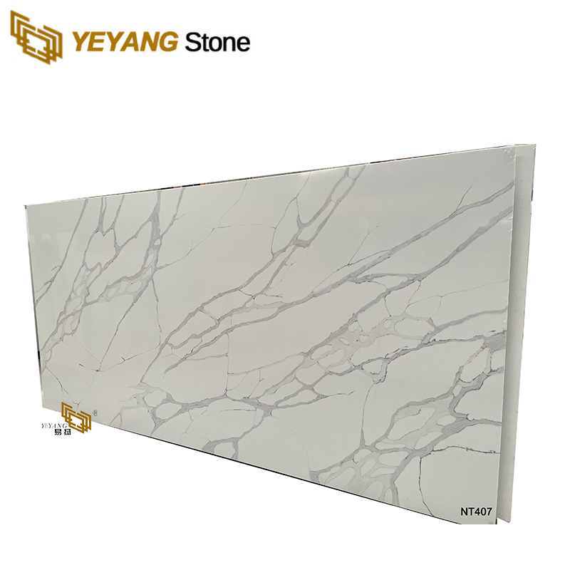 Yeyang Top Engineered Calacatta Quartz Slab for Prefab Worktop/Benchtop/Countertops Quartz Wholesale