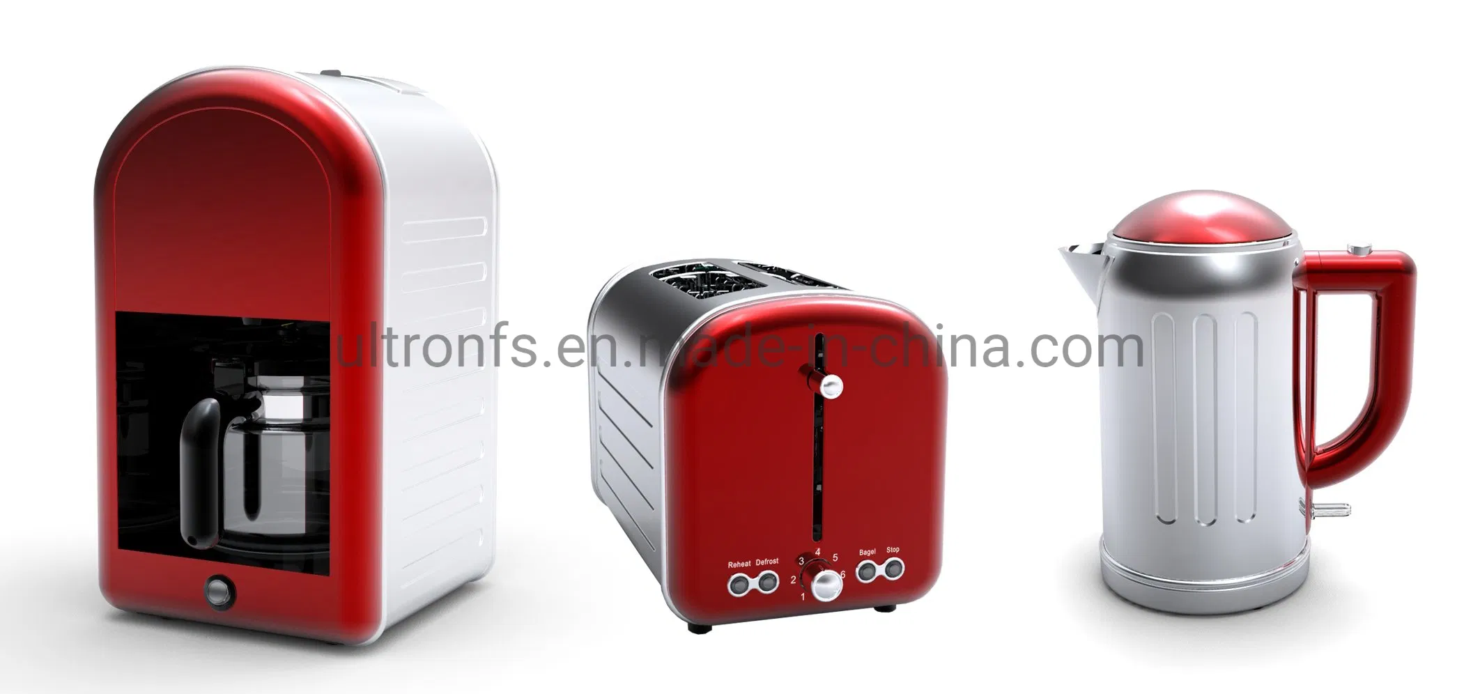 Hot Sale High Quality Newest Retro Stainless Steel Electric Breakfast Set Include Coffee Maker Toaster Kettle