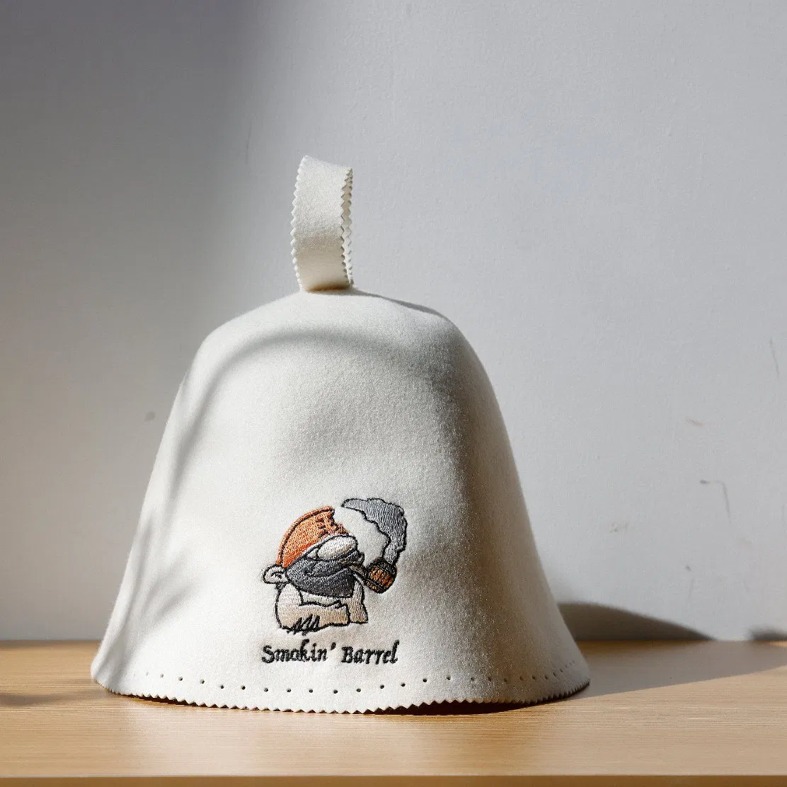 Luxury White Merino Wool Sauna Hat with Custom Logo Embroidery