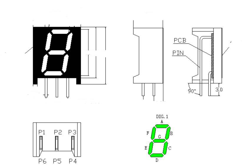 Bended Pins Custom 7 Segment LED Display with RoHS From Expert Manufacturer