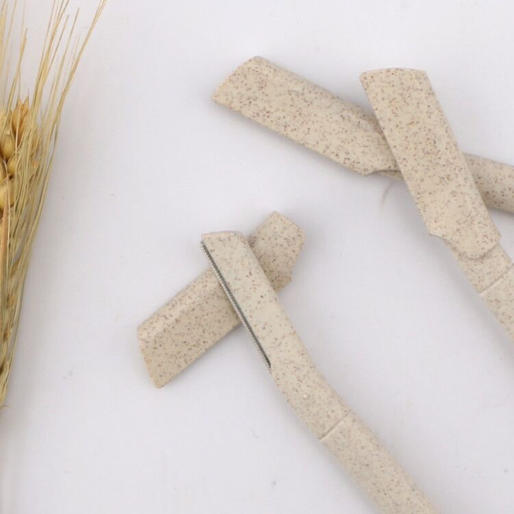 D115 Biodegradable Wheat Straw Dermaplaning Tool Facial Hair Razor with Netted Blade Eco-Friendly Eyebrow Trimmer