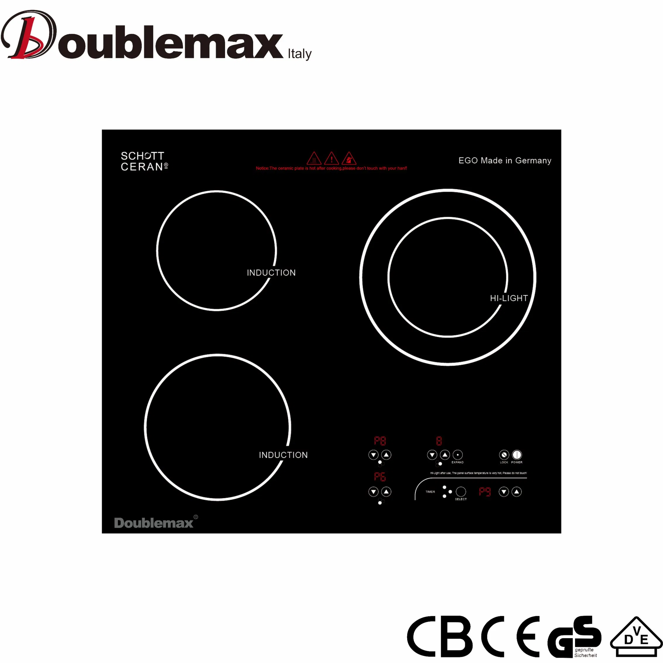 2000W Built-in Type Touch Contronl Pure Copper Heat Coil 3burner Induction Cooker