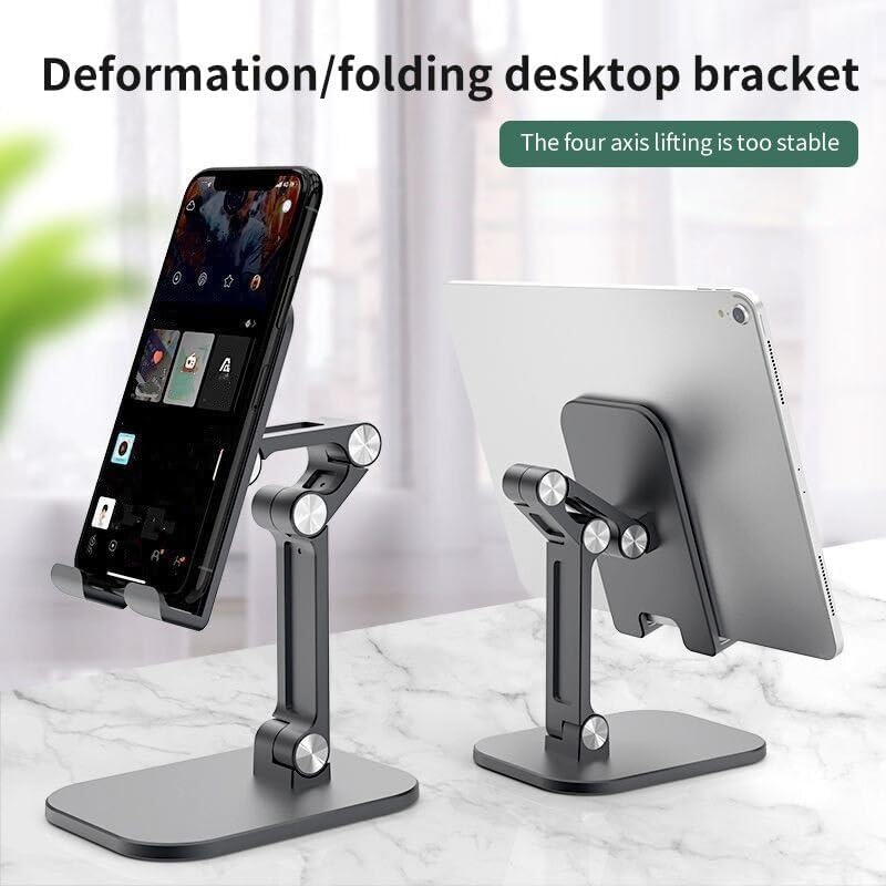 Three Sections Foldable Desk Mobile Phone Holder for iPhone iPad Tablet Flexible Table Desktop Adjustable Cell Smartphone Stand
