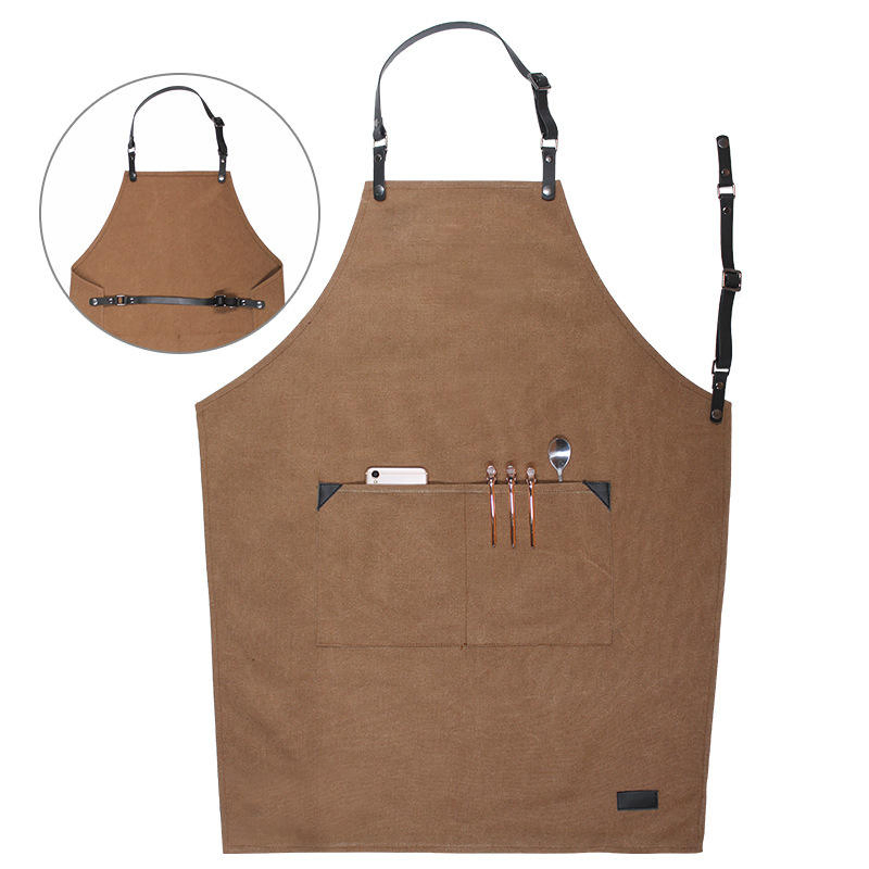 Kitchenware Chef Apron Custom Logo Japanese Style with Pocket Customized Printed Logo Durable Apron Bib Canvas Kitchen Apron