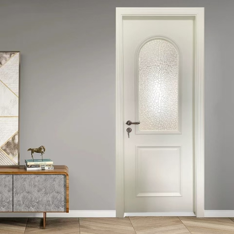 Sleek Wooden Door with Tempered Glass Inserts