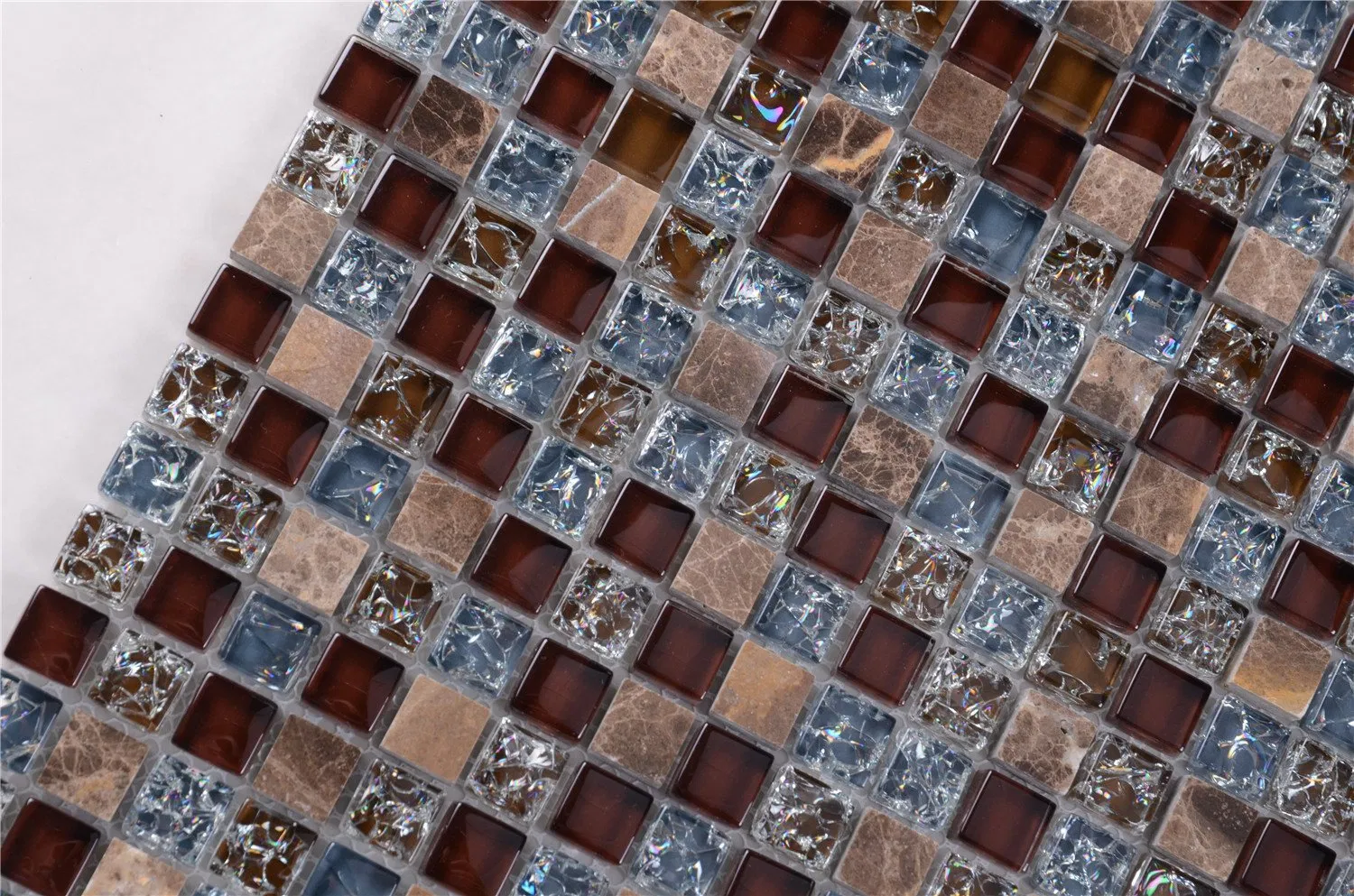 Мозаика стеклянная кухонная 15x15 мм, коричневая