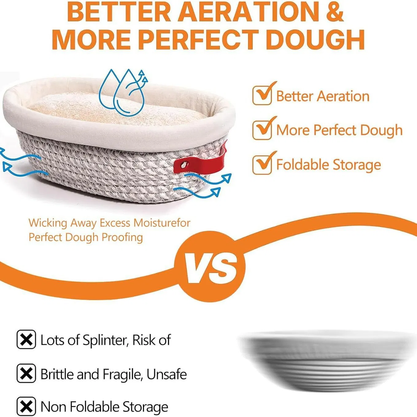 Wholesale Round Cotton Rope Bread Proofing Basket with Liner Baking Fermentation Banneton