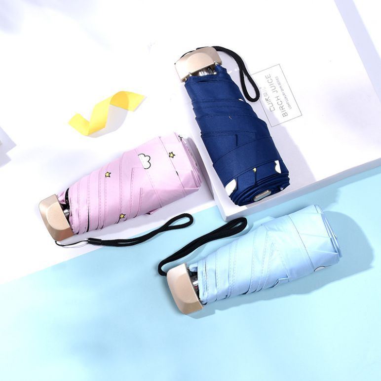 Складной зонт-пятилистник с плоской ручкой