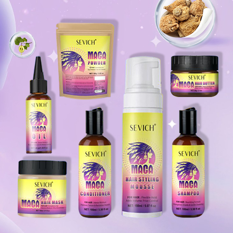 Reducing Scalp Dryness Maca Powder Hair Growth Shampoo Conditioner Maca Oil Serum