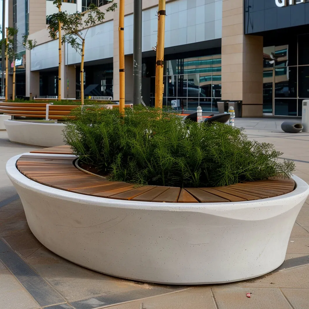 Outdoor Fiberglass Belt Flowerpot Circular Seat