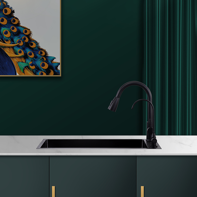 SUS 304 Kitchen Sink Side Sink with Pull-out Faucet Kitchen Sink Organizer