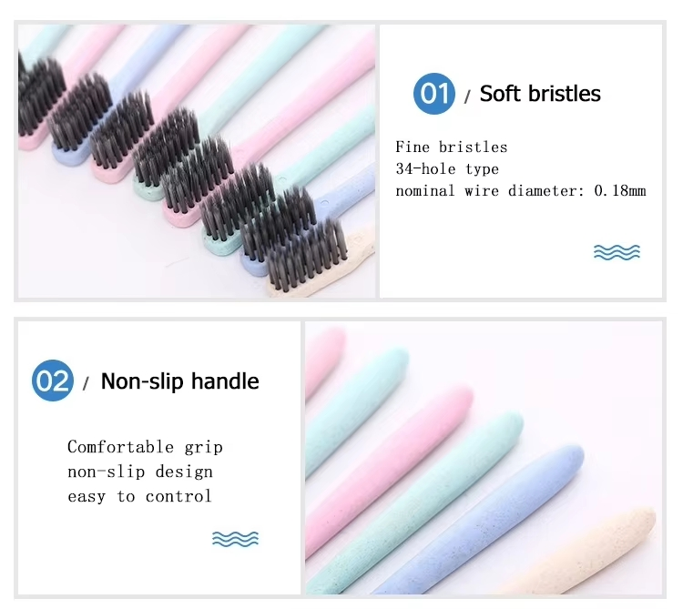Wheat Straw Small Head Toothbrush Custom Soft Bristles Individually Packed Travel Portable