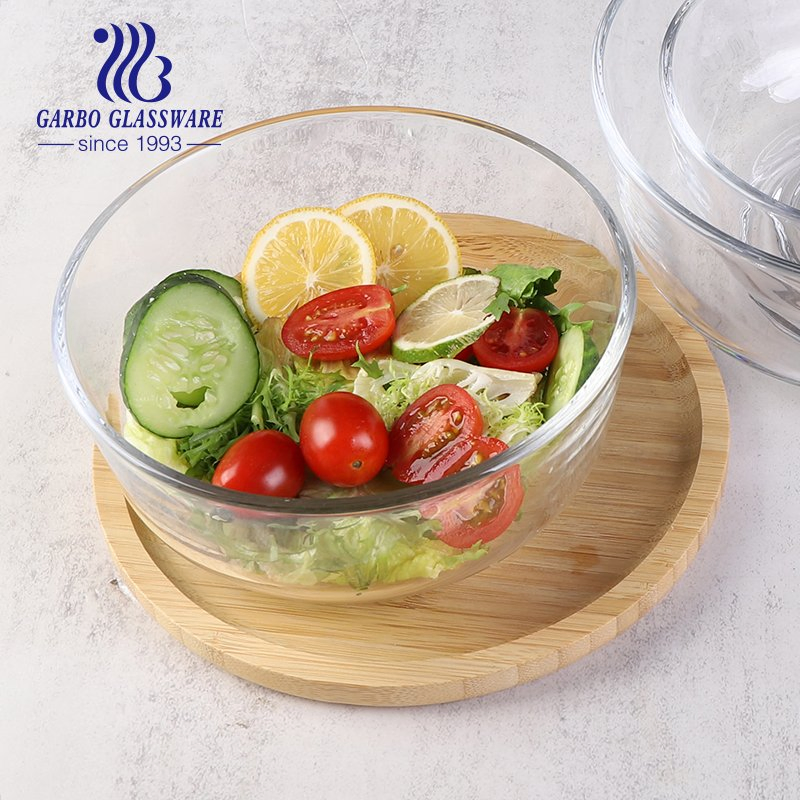 Popular Good Quality Glass Bowl Clear Unique Shape Salad Fruit Serving Bowls Diagonal Shape Glass Serving Bowl