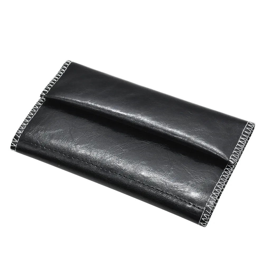 Black OEM Tobacco Bags Three-Layer Soft Leather Waterproof Tobacco Pouch