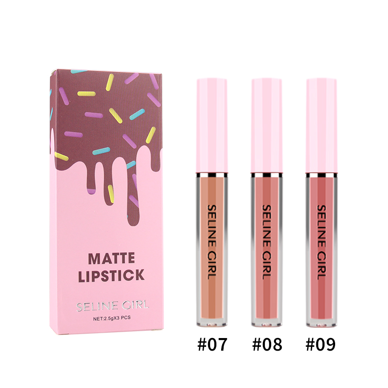 Seline Girl 3*2.5g Silky Moisturizing Long Lasting Box Lipstick
