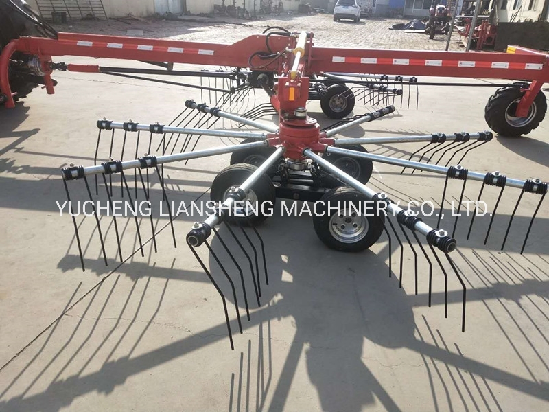 Farm Machine Large Double-Pan Forage Tedder 7m Working Width Two Discs Turning and Raking Machine for Big Tractor