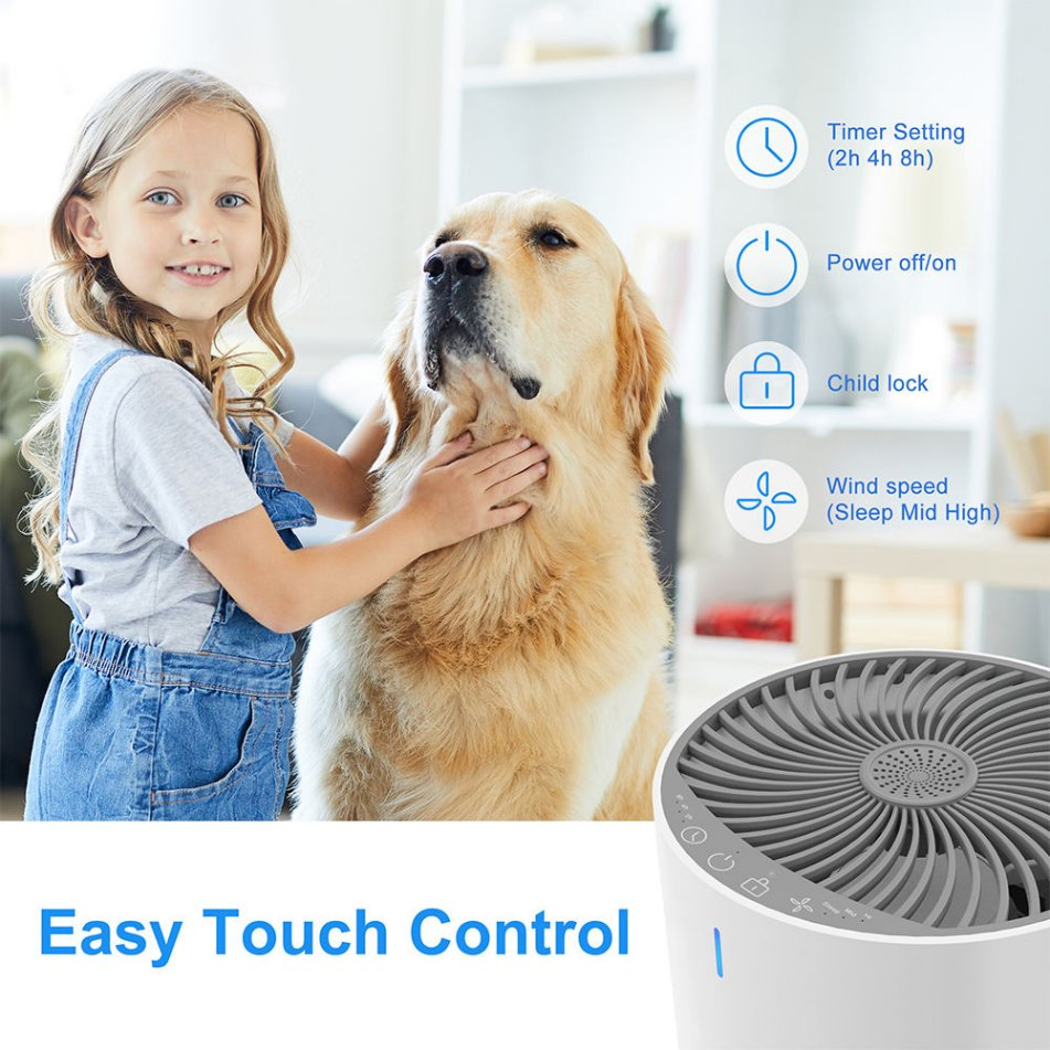 Portable Household Electric Air Purifier with Activated Carbon & HEPA13 Filter Metal Air Cleaner for Home & Desktop Use