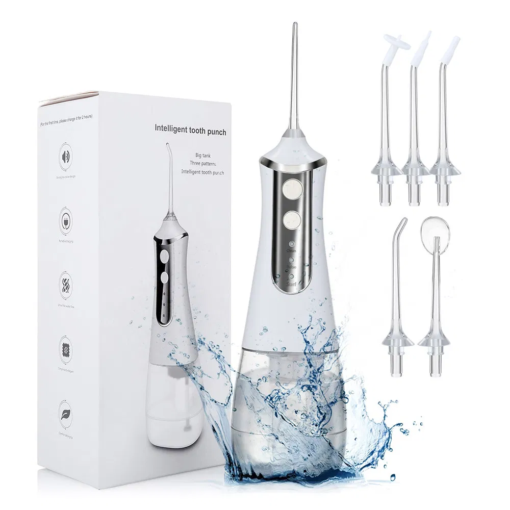 Jssan Portable Water Flosser 300ml Oral Irrigator 5 Mode 5 Nozzle Pulse High Pressure Oral Cleaner Toothbrush