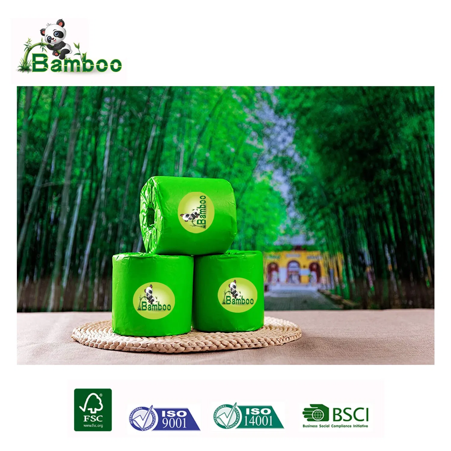 100% Pure Bamboo Compostable Biodegradable Plastic-Free Eco-Friendly Bamboo Toilet Paper