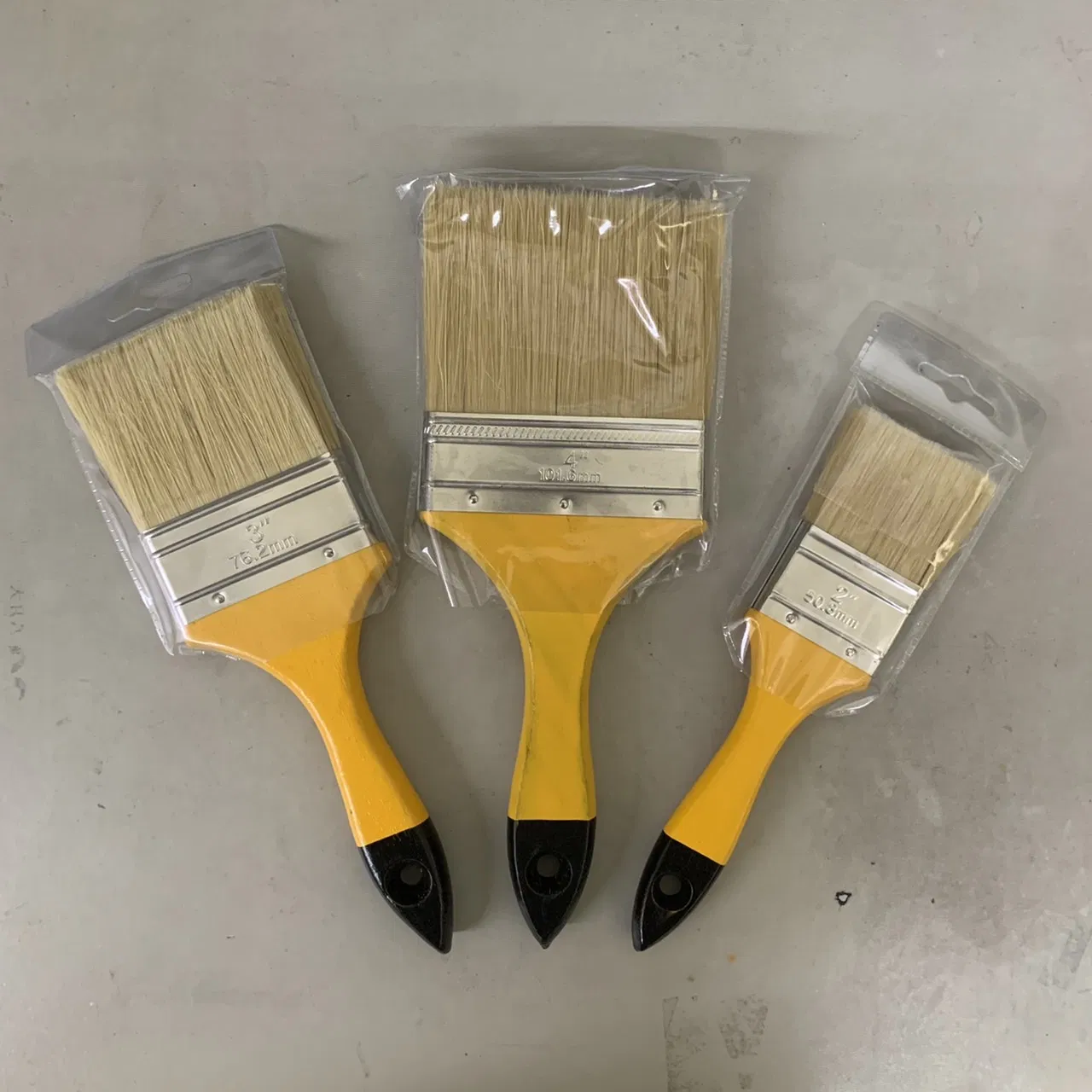 3" Pinceau Plat Avec Manche En Bois Jaune