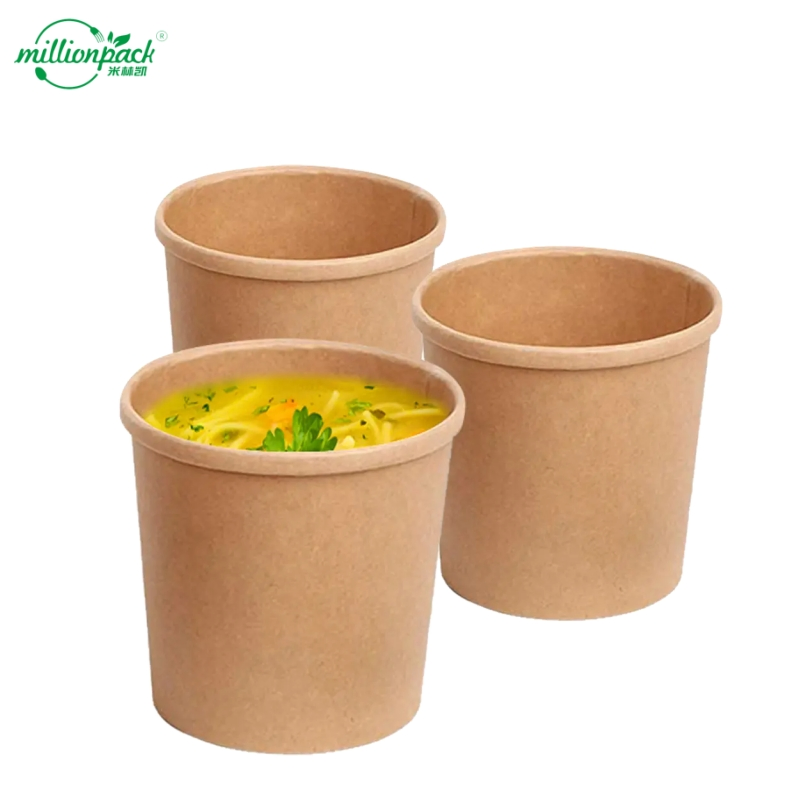 Compostable Paper Soup Cup Series with Kraft Paper Soup Bowl Version