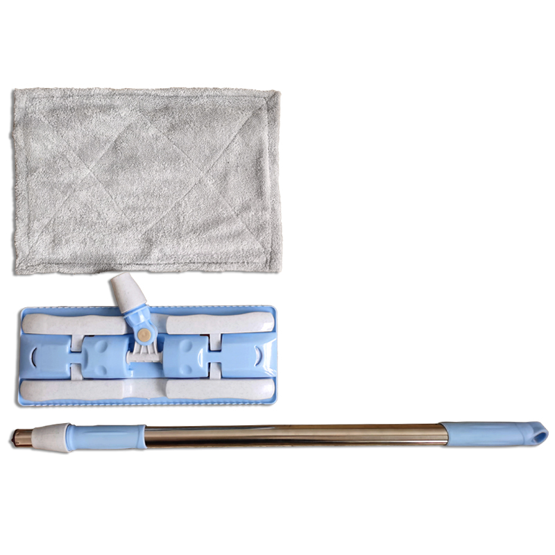 Двусторонняя плоская швабра с микрофиброй и стальной ручкой