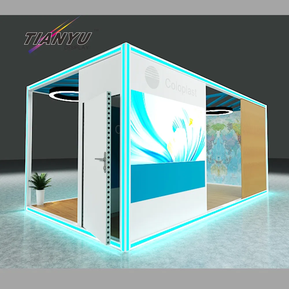 Fashion Open Concept LED Trade Show & Exhibition Booth with Luminous Aluminum Pergola, Lighting Profiles Systems for Trade Shows