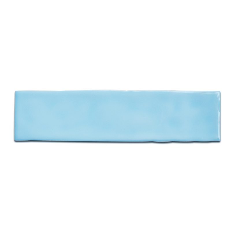75X300mm Wavy Edge Lake Blue Glossy Subway Wall Tiles Bathroom Tiles Blue Tiles