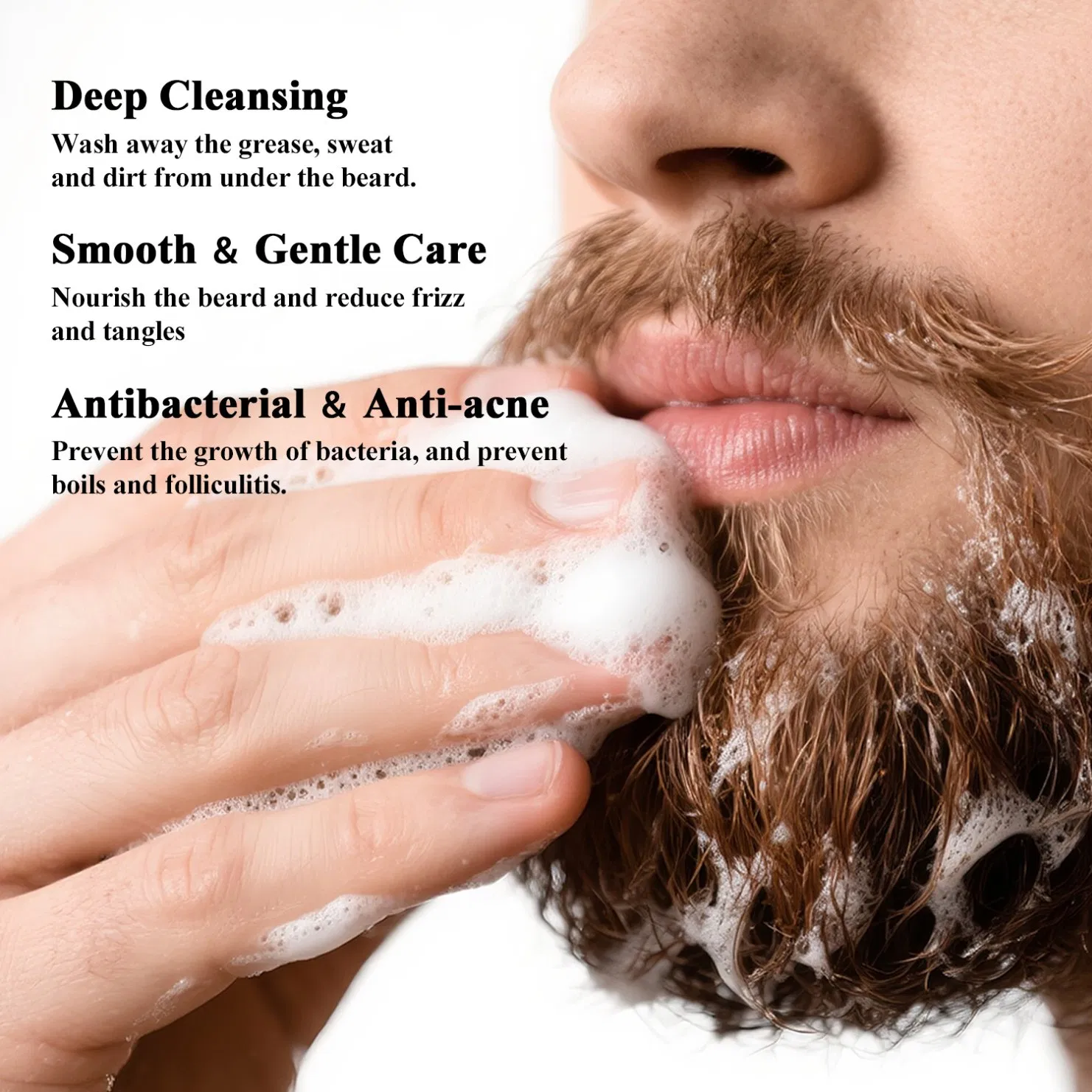 Men's Beard Shampoo - Deep Cleansing & Hydrating, Tea Tree Oil, Sulfate-Free Beard Wash