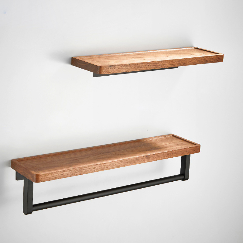 Двухуровневая деревянная полка для косметики в ванную