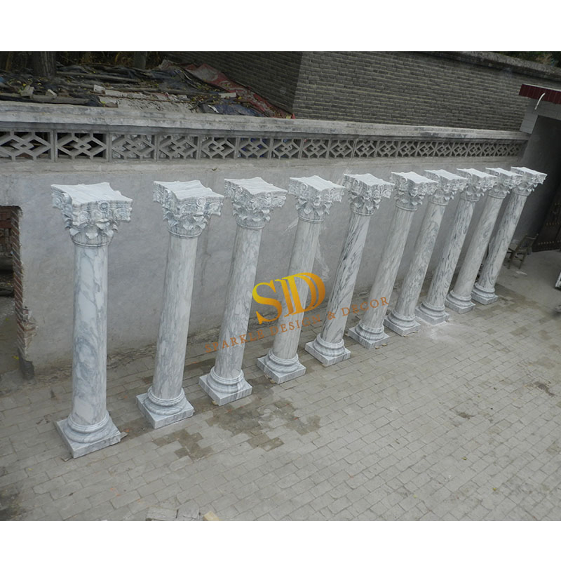Made in China Italian White Roman Marble Column for Villa